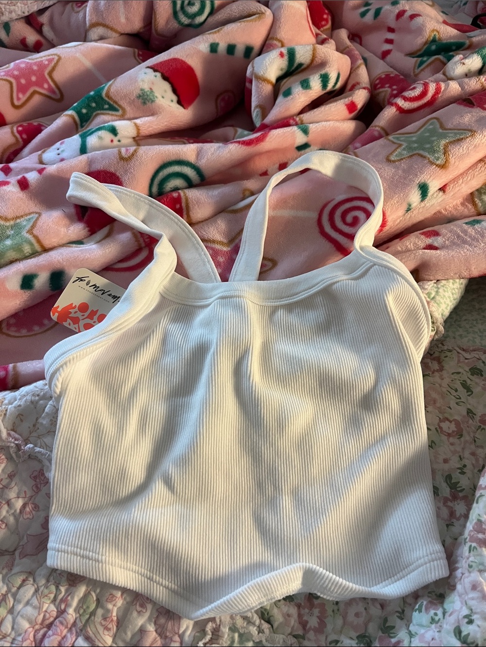 Free People White Ribbed tank